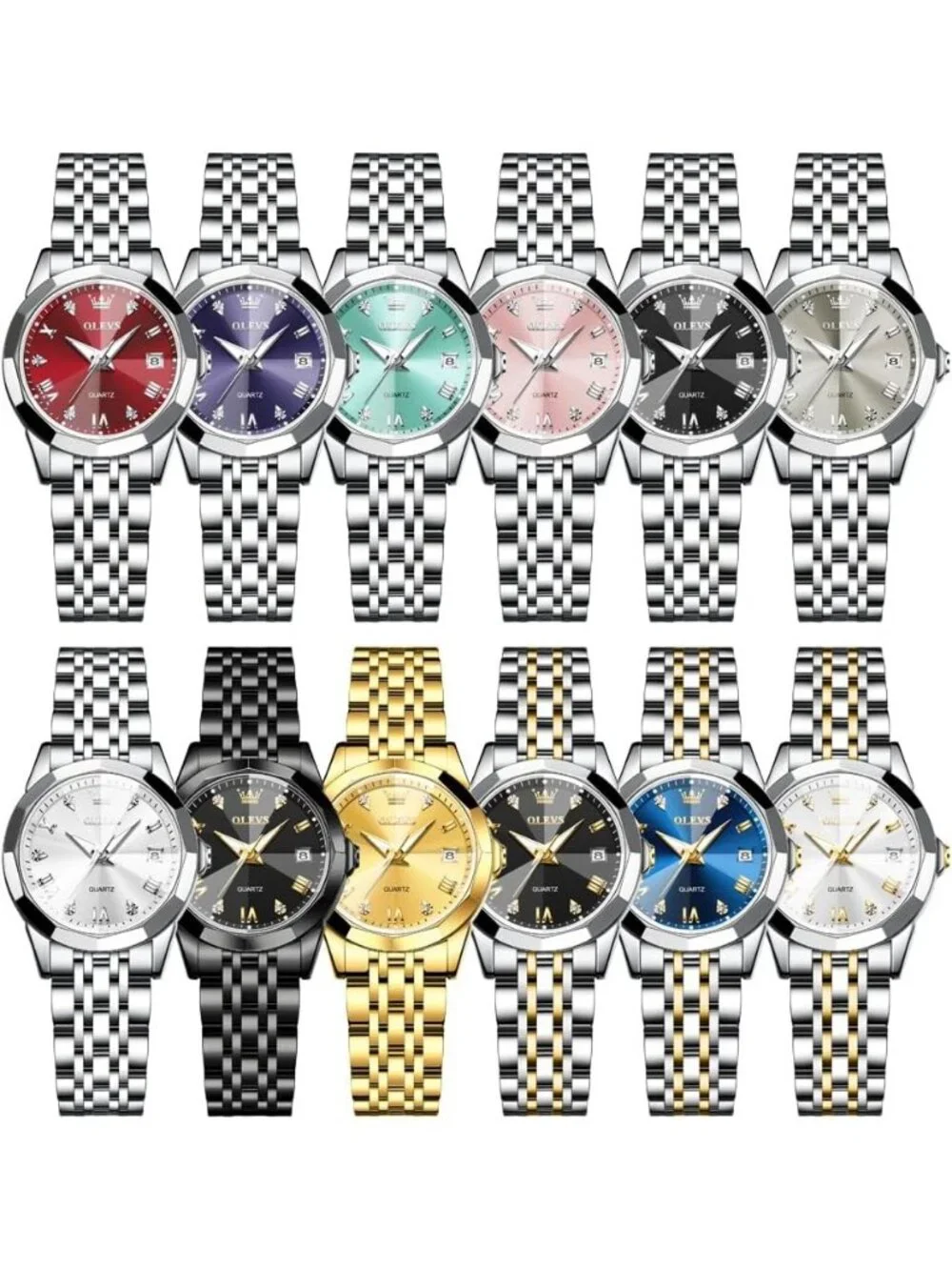 Women’s Silver Pink  Luxury Stainless Steel Waterproof Quartz Analog Dress Watch